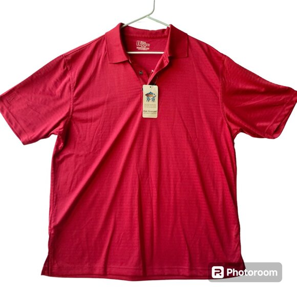 PGA Tour Dry Wicking Golf Polo Shirt Mens Size XL Red NWT Polyester New - Picture 1 of 13